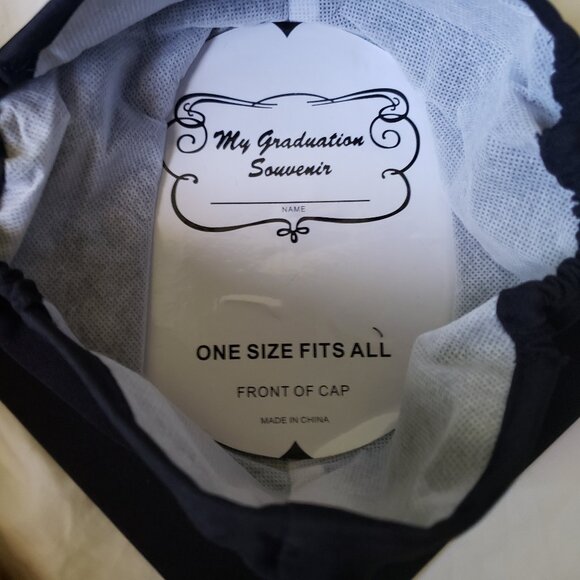 Graduation Mortarboard Black with Black Tassel Excellent Condition OS - Picture 7 of 8